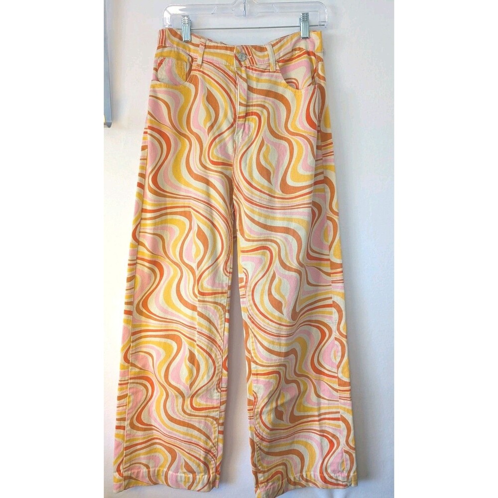 Shein 60s/70s Hippie boho Style psychedelic flare Leg Jeans Size Large - 30 In